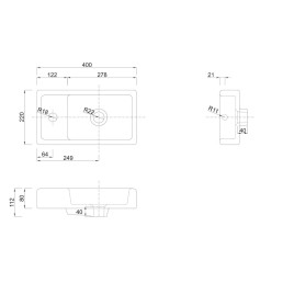 Aqualine Céramique - Meuble lave-mains 400x220 mm, blanc DD4022