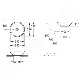 Villeroy & Boch Loop&Friends - Vasque sans trou, diamètre 380 mm, blanc - vasque, sans trop-plein 51480101
