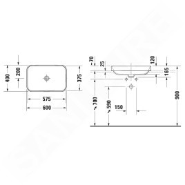 Duravit Happy D.2 Plus - Vasque 600x400 mm, blanc alpin 2359600000