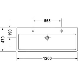Duravit Vero - Double vasque 1200x470 mm, 2 trous pour robinetterie, blanc alpin 0454120024