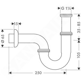 Hansgrohe Siphons - Siphon tube, modèle courant, chrome 53002000