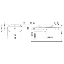Duravit Luv - Vasque 800x400 mm, avec un trou pour robinet, DuraCeram, blanc alpin 0380800000