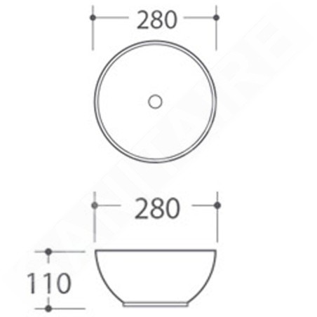 Sapho Small - Vasque Aster, diamètre 280 mm, sans trop-plein, blanc AR499