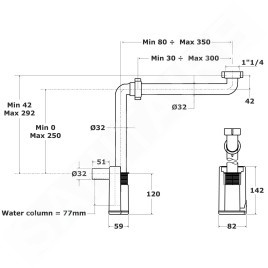 Bruckner Accessoires - Siphon d'évier gain de place Murales, 1 1/4, bonde 32 mm, blanc 151.032.0
