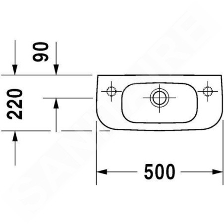 Duravit D-Code - Lave-mains 500x220 mm, avec un trou pour robinet à droite, blanc 07065000082