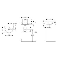 Geberit Selnova - Lave-mains 360x290 mm, avec un trou de robinetterie, avec trop-plein, blanc 500.320.01.7