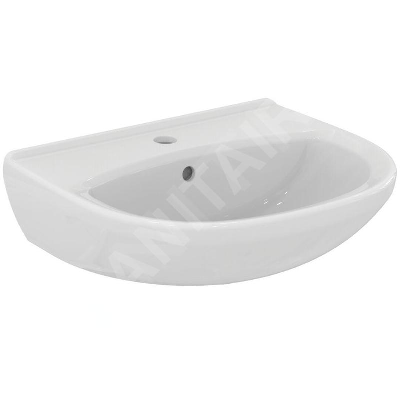 Ideal Standard Alpha - Lavabo 50x43 cm, avec trop-plein, trou pour robinetterie, blanc W331201 Ideal Standard Alpha - Lavabo 50x43 cm, avec trop-plein, trou pour robinetterie, blanc W331201