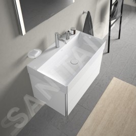 Duravit DuraSquare - Lavabo 800x470 mm, sans trop-plein, avec un trou pour robinet, DuraCeram, blanc 2353800041