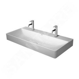 Duravit DuraSquare - Lavabo double 1000x470 mm, avec 2 trous pour robinet, DuraCeram, avec WonderGliss, blanc alpin 23531000431