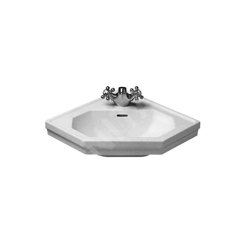Duravit 1930 - Lave-mains d’angle, un trou avec trop-plein, 595 mm x 450 mm, blanc - lave-mains, avec WonderGliss 07934200001