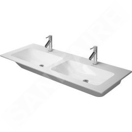 Duravit ME by Starck - Meuble-lavabo double 1300x490 mm, avec 2 trous pour robinet, blanc alpin 2336130000