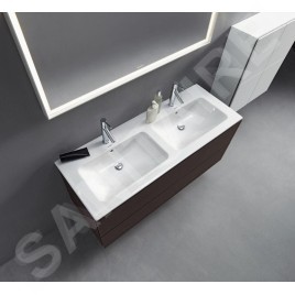 Duravit ME by Starck - Meuble-lavabo double 1300x490 mm, avec 2 trous pour robinet, blanc alpin 2336130000