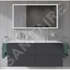 Duravit ME by Starck - Meuble-lavabo double 1300x490 mm, avec 2 trous pour robinet, blanc alpin 2336130000