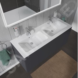 Duravit ME by Starck - Meuble-lavabo double 1300x490 mm, avec 2 trous pour robinet, blanc alpin 2336130000