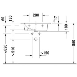 Duravit ME by Starck - Meuble-lavabo 630x490 mm, avec un trou pour robinet, blanc alpin 2336630000
