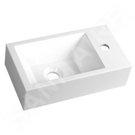 Sapho Lavabos - Lavabo Amarok 400x220 mm, 1 robinet à droite, marbre coulé, blanc AR500