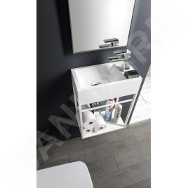 Sapho Lavabos - Lavabo Amarok 400x220 mm, 1 robinet à droite, marbre coulé, blanc AR500