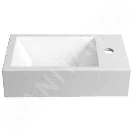 Sapho Lavabos - Lavabo Amarok 400x220 mm, 1 robinet à droite, marbre coulé, blanc AR500