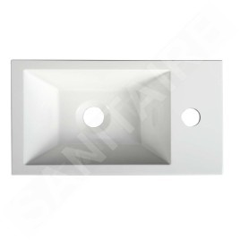 Sapho Lavabos - Lavabo Amarok 400x220 mm, 1 robinet à droite, marbre coulé, blanc AR500