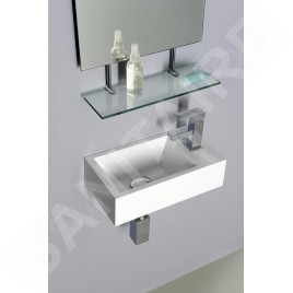 Sapho Lavabos - Lavabo Amarok 400x220 mm, 1 robinet à droite, marbre coulé, blanc AR500