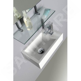 Sapho Lavabos - Lavabo Amarok 400x220 mm, 1 robinet à droite, marbre coulé, blanc AR500