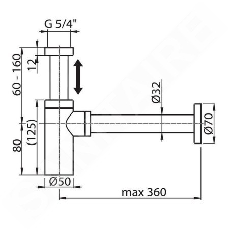 Ravak Garnitures de vidage - Siphon design, noir mat X01747