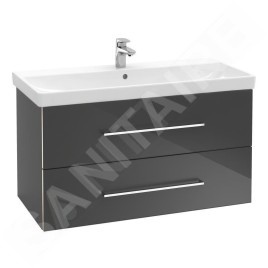 Villeroy & Boch Avento - Meuble lavabo 1000x470 mm, avec trop-plein, trou de robinetterie, CeramicPlus, blanc alpin 4156A5R1