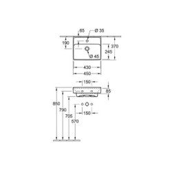 Villeroy & Boch Collaro - Lave-mains 450x370 mm, avec trop-plein, un trou de robinetterie, CeramicPlus, blanc alpin 433445R1