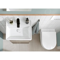 Villeroy & Boch Collaro - Lave-mains 450x370 mm, avec trop-plein, un trou de robinetterie, CeramicPlus, blanc alpin 433445R1