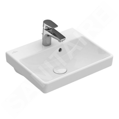 Villeroy & Boch Avento - Lave-mains 450x370 mm, avec trop-plein, un trou de robinetterie, CeramicPlus, blanc alpin 735845R1