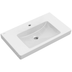 Villeroy & Boch Subway 2.0 - Meuble lavabo 800x470 mm, avec trop-plein, trou de robinetterie, CeramicPlus, blanc alpin 717580R1
