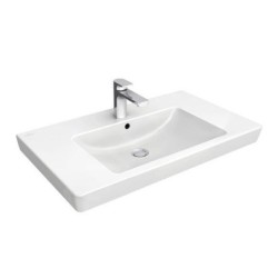 Villeroy & Boch Subway 2.0 - Meuble lavabo 800x470 mm, avec trop-plein, trou de robinetterie, CeramicPlus, blanc alpin 717580R1