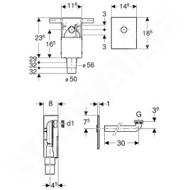 Geberit Accessoires - Kit de siphon à encastrer pour lavabo, sortie horizontale, inox 151.121.00.1