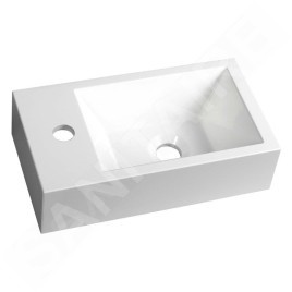 Sapho Lavabos - Lavabo Amarok 400x220 mm, 1 robinet à gauche, marbre coulé, blanc AR400