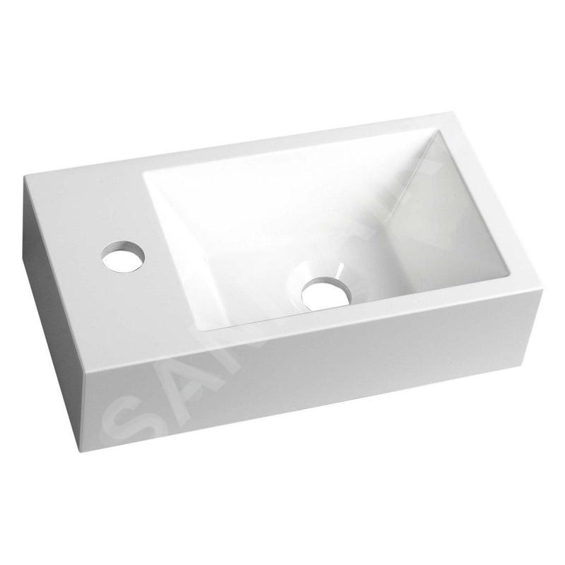 Sapho Lavabos - Lavabo Amarok 400x220 mm, 1 robinet à gauche, marbre coulé, blanc AR400 Sapho Lavabos - Lavabo Amarok 400x220 mm, 1 robinet à gauche, marbre coulé, blanc AR400
