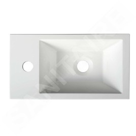 Sapho Lavabos - Lavabo Amarok 400x220 mm, 1 robinet à gauche, marbre coulé, blanc AR400