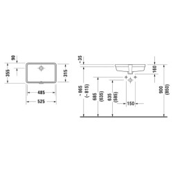 Duravit Vero - Vasque à encastrer, 485x315 mm, avec WonderGliss, blanc alpin 03304800001