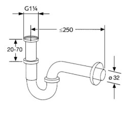 Kludi Siphons - Siphon tube, modèle standard 1 1/4 chrome 1025005-00