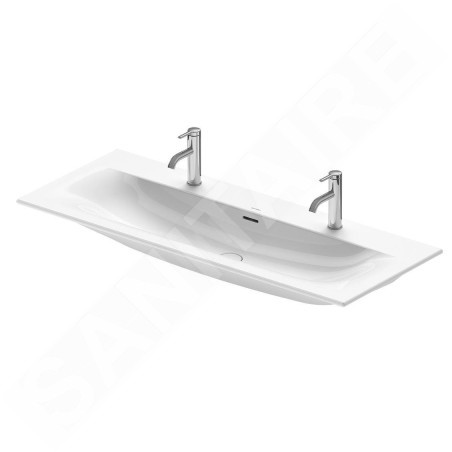 Duravit Viu - Lavabo double 1230x490 mm, avec 2 trous pour robinet, avec WonderGliss, blanc alpin 23441200241