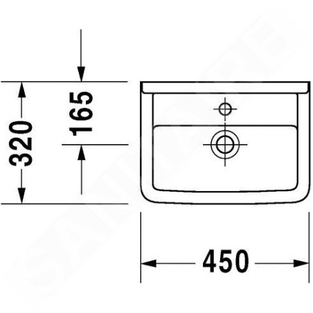 Duravit Starck 3 - Lave-mains 450x320 mm, avec un trou pour robinet, blanc 0750450000