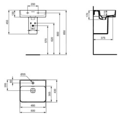 Ideal Standard Strada II - Lavabo 500x430 mm, blanc T364301