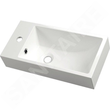 Sapho Small - Lavabo Ariana 500x100x250 mm, robinet à gauche, blanc SM012