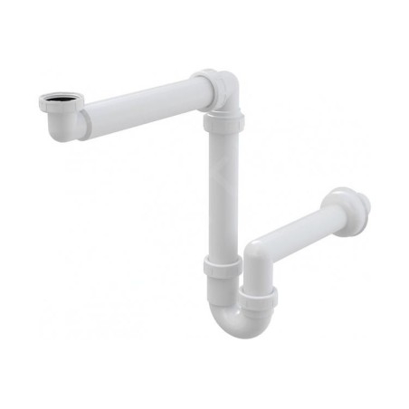 Alcadrain Siphons - Siphon de lavabo, diamètre 40 mm avec écrou de trop-plein, peu encombrant A434