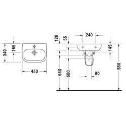 Duravit D-Code - Lave-mains 450x340 mm, avec un trou pour robinet, blanc alpin 07054500002