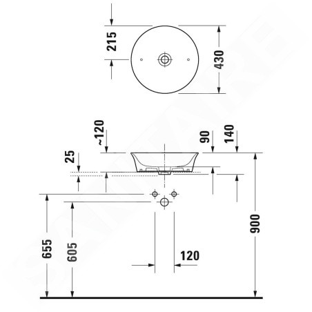 Duravit White Tulip - Lavabo, diamètre 430 mm, DuraCeram, blanc 2362430079
