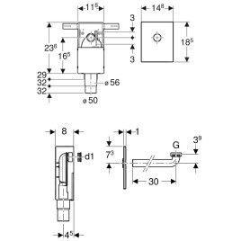 Geberit Accessoires - Kit de siphon à encastrer pour lavabo, sortie horizontale, chrome brillant 151.120.21.1