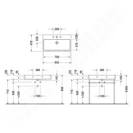Duravit Vero Air - Lavabo 800x470 mm, avec trop-plein, avec 1 trou pour robinetterie, WonderGliss, blanc 23508000001