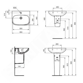 Ideal Standard i.Life A - Lavabo 550x440 mm, avec trop-plein, trou pour robinetterie, blanc T470601