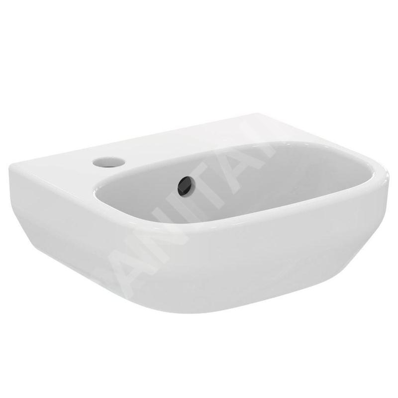 Ideal Standard i.Life A - Lave-mains 350x300 mm, avec trop-plein, trou pour robinetterie à gauche, blanc T470901
