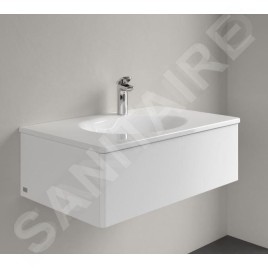 Villeroy & Boch Antao - Meuble lavabo 80x50 cm, avec trop-plein, trou de robinetterie, CeramicPlus, blanc alpin 4A7584R1